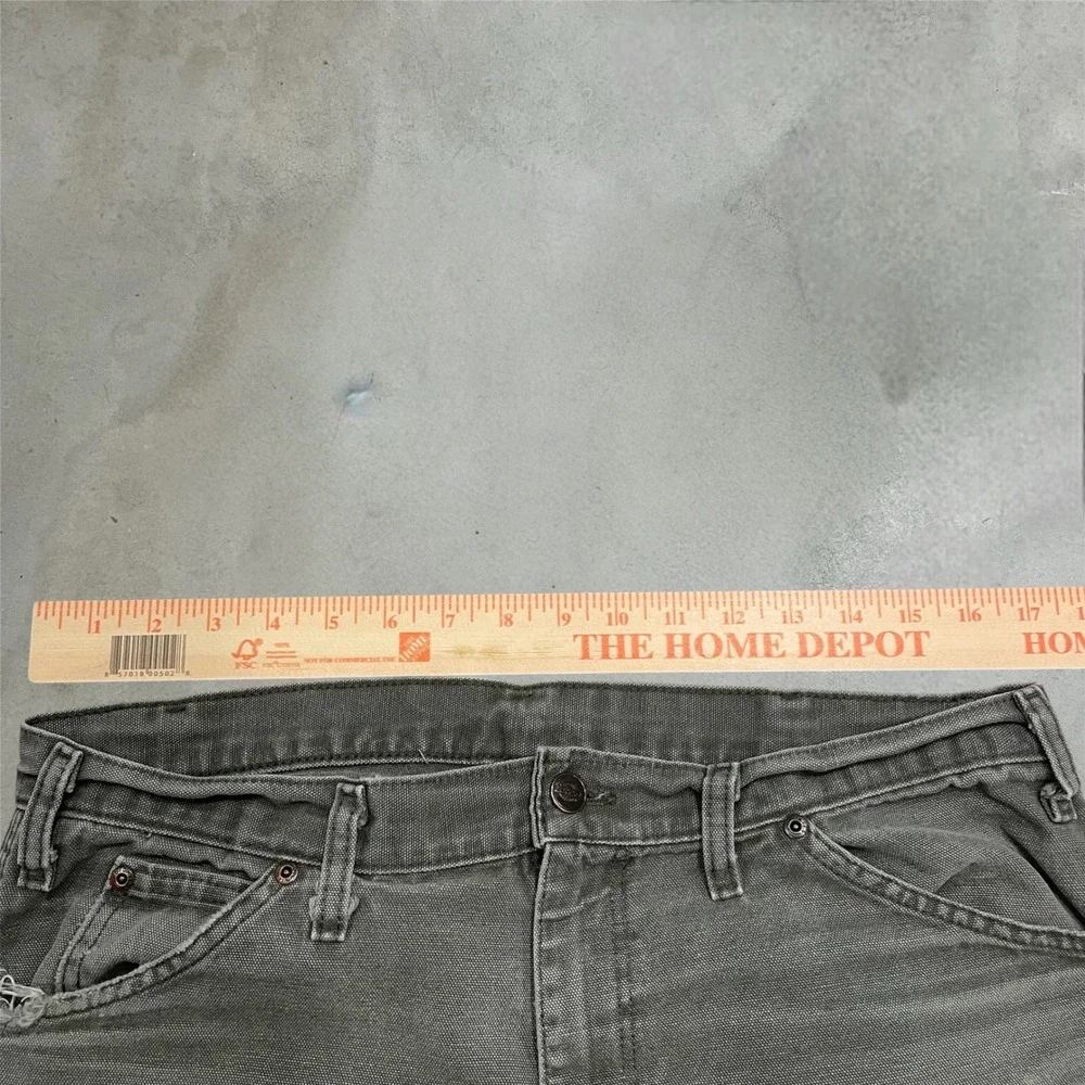 Y2K Distressed Dickies Carpenter Pants Olive Size 34x30 Workwear Grunge Skater